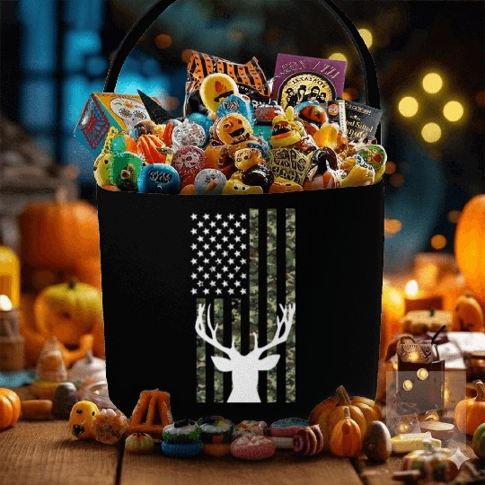 Hunting 4th of July USA Flag Camo Deer Hunter Fabric Baskets