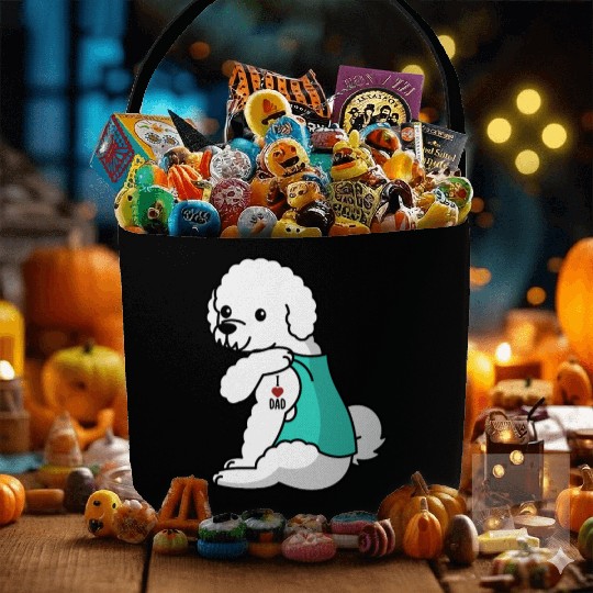I Love Dad Bichon Frise Fabric Baskets