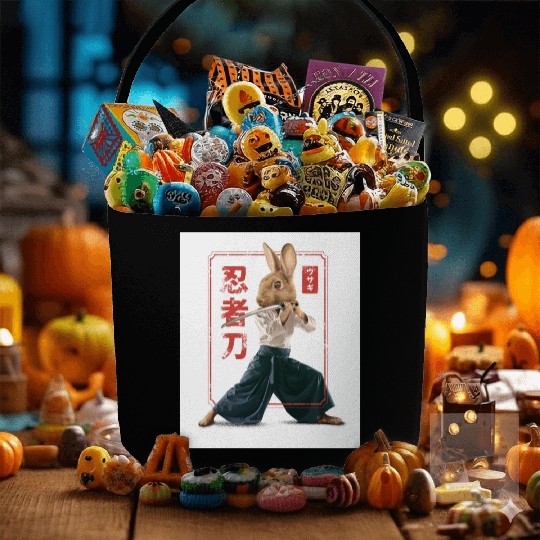 Rabbit with katana Rabbit with katana gift inspira Fabric Baskets