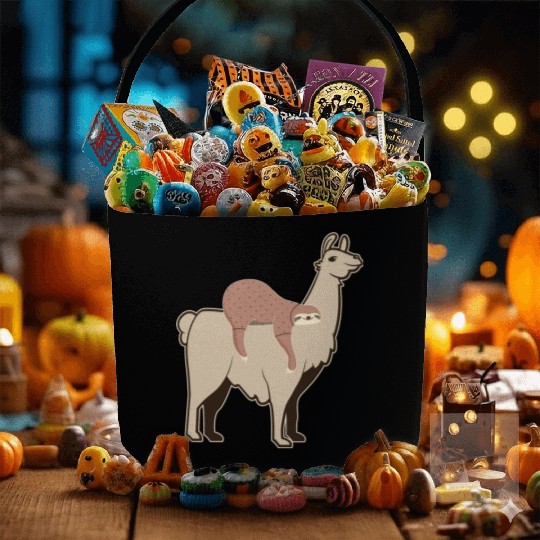 Riding Alpaca Llama Lover Lazy Sloth Fabric Baskets