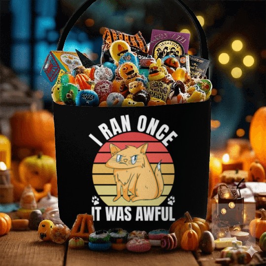 Sarcastic Running Design For Runner Cat Lover Fabric Baskets