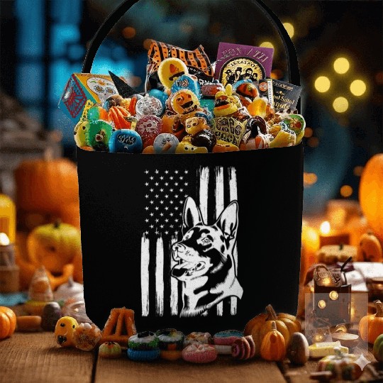 Patriotic German Shepherd American Flag Dog Lover Fabric Baskets