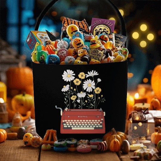 Wild Flower Type Writer Fabric Baskets