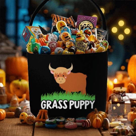 Grass Puppy Highland Farmer Cow Whisperer Farm Fabric Baskets