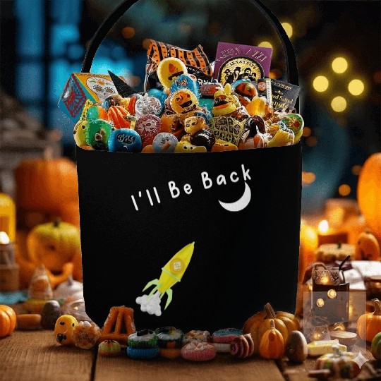 I'll Be Back To The Moon Rocket Spaceship Crypto C Fabric Baskets