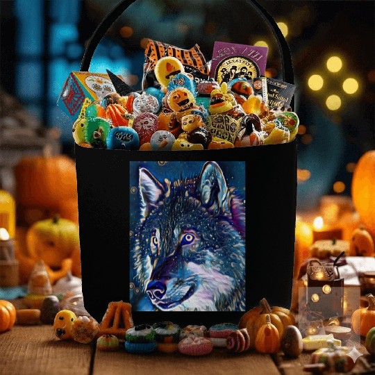 Cut Out Sticker Of Wolf In Midnight Fabric Baskets