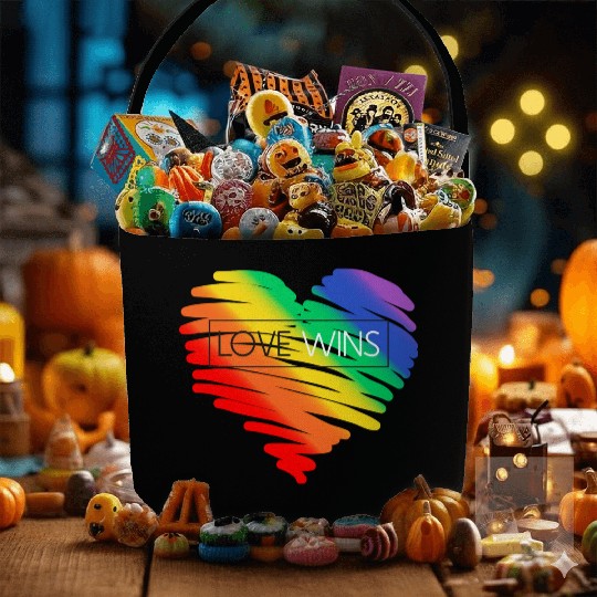LGBT Rainbow Heart Love Wins Gay Lesbian Trans Bi Fabric Baskets