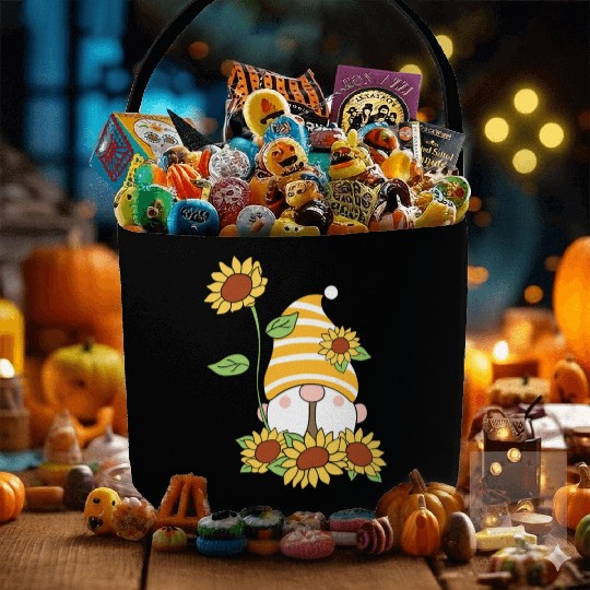 Gnome Sunflower Lover Gardening Gnomes Fabric Baskets