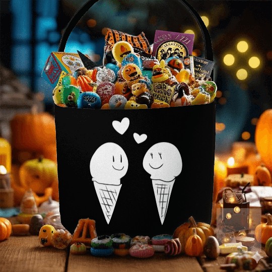 love eat ice cream valentines day sweet Fabric Baskets