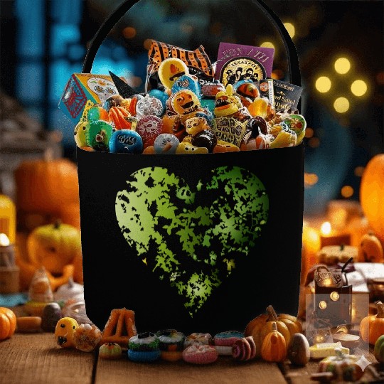 Green canopy of a forest in the shape of a heart Fabric Baskets