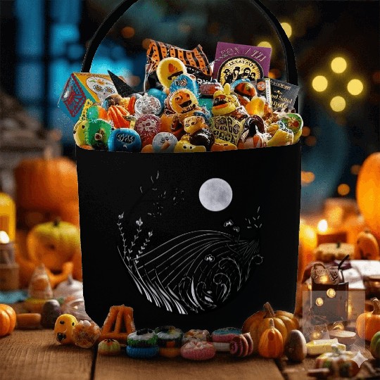 Full moon landscape Fabric Baskets