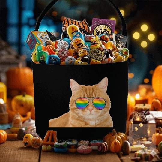 Funny Cat LGBT Rainbow Flag Gay Pride Fabric Baskets