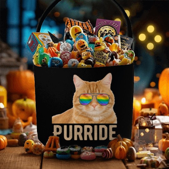 Funny Cat LGBT Gay Pride Rainbow Flag Fabric Baskets