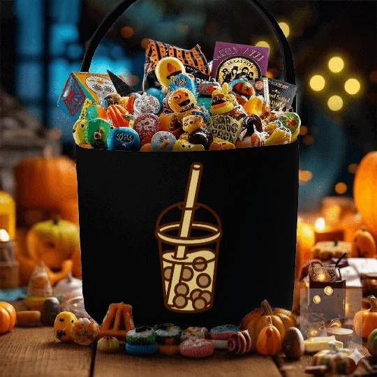 Bubble tea comic design Fabric Baskets