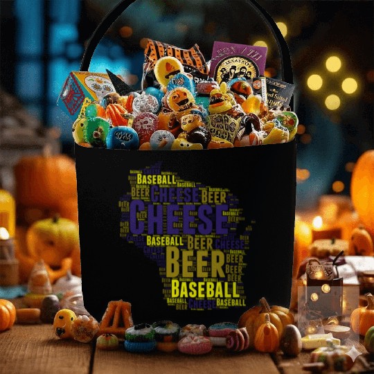 Cheese, Beer, and Baseball Wisconsin Fabric Baskets