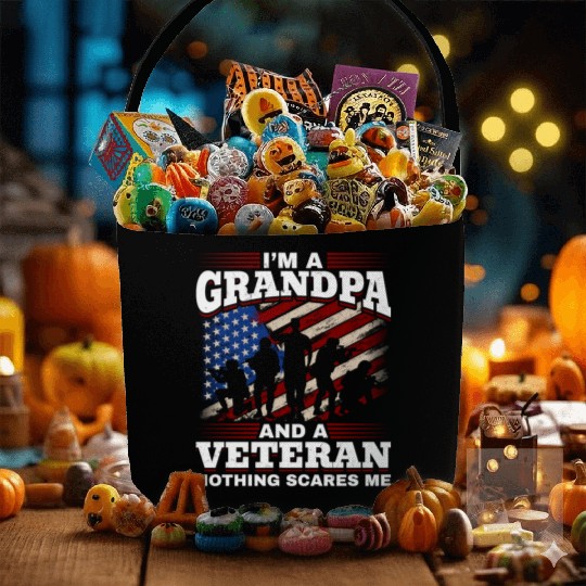 Grandpa US Veteran Grandfather Patriotic Fabric Baskets