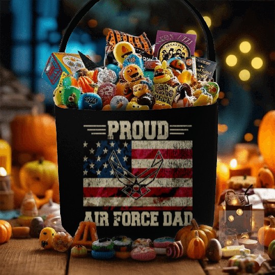 Proud Air Force Dad Veteran Us Flag Fabric Baskets