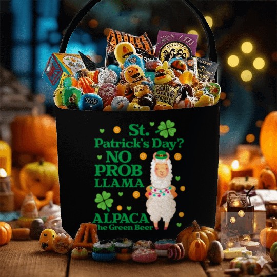 St. Patrick's Day? No Prob Llama Alpaca Green Beer Fabric Baskets