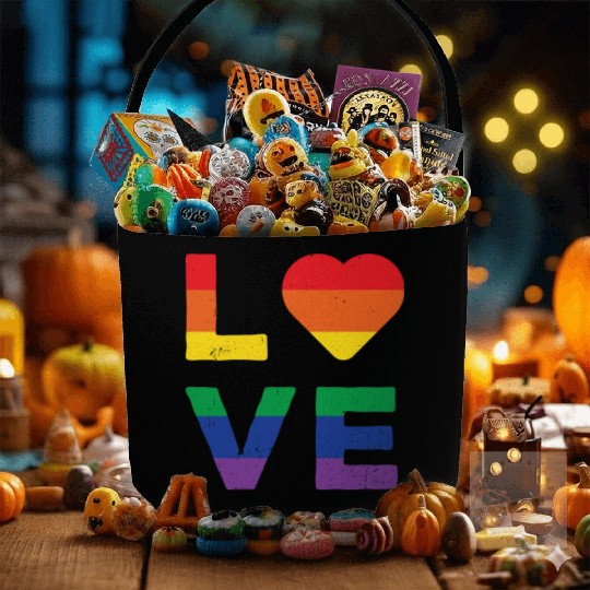 LGBT LOVE Rainbow Heart Gay Lesbian Equality Gift Fabric Baskets