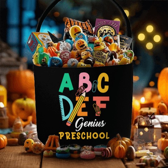 Kids Back to School Alphabet Genius Preschool Fabric Baskets