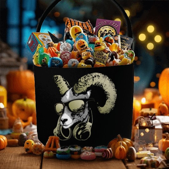 DJ Goat Bling Cool and Funny Music Animal with Fabric Baskets