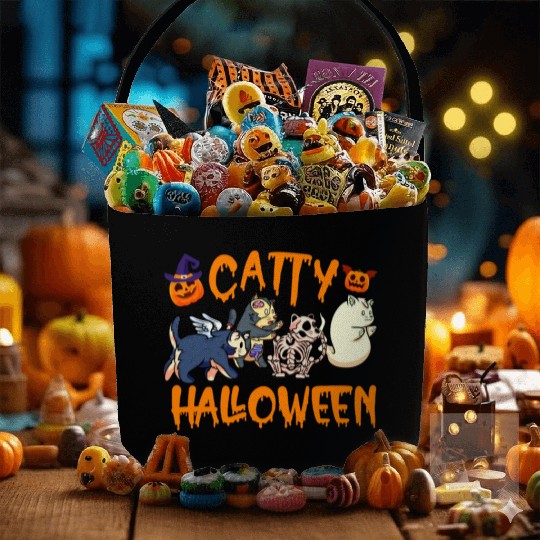 Catty Halloween | Cat Lover | Halloween Apparel | Fabric Baskets