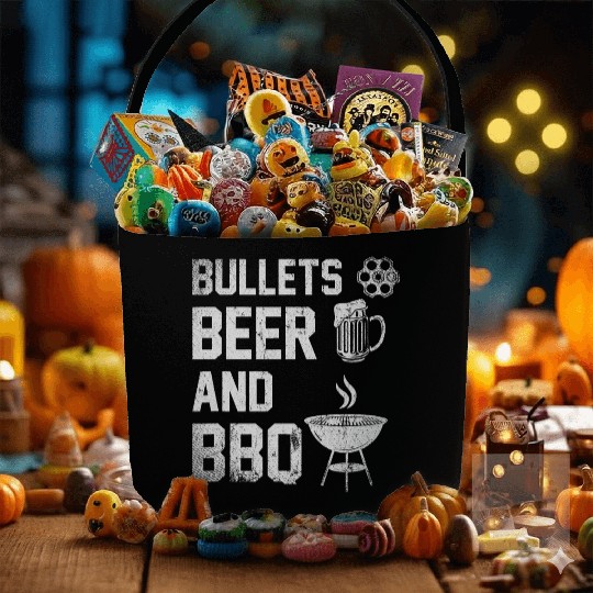 Bullets Beer And BBQ Fabric Baskets