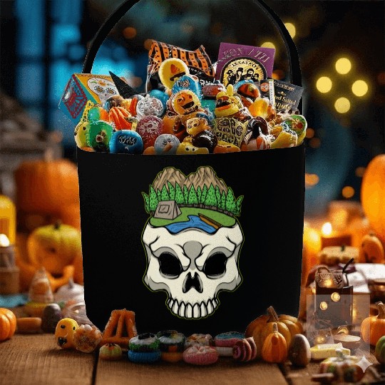 Skeleton Head Camp Campsite Camper Camping Fabric Baskets