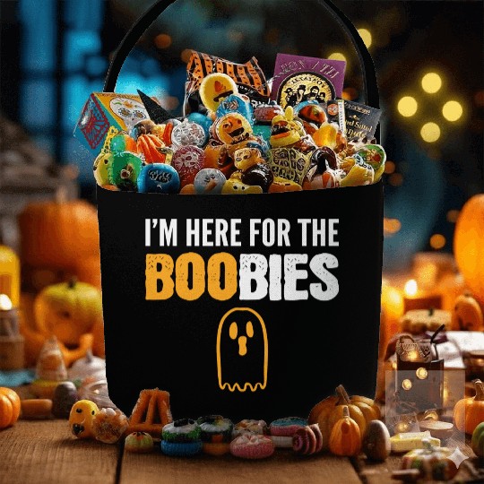 Here for BOObies Funny Person Gift Fabric Baskets