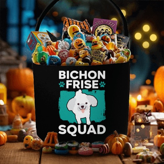 Bichon Frise Squad Curly Hair Pup Puppy Lover Fabric Baskets