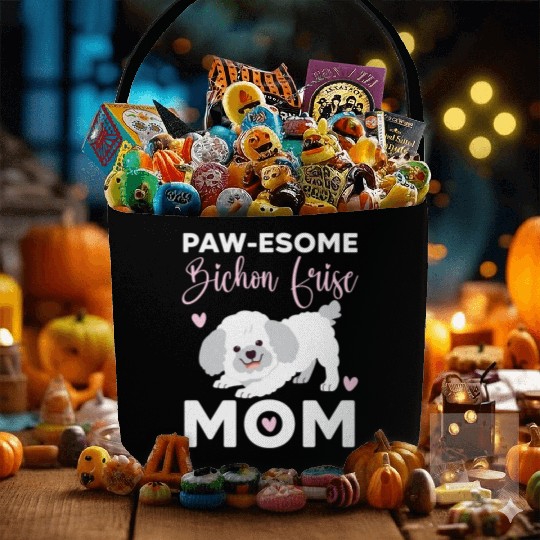 Pawesome Bichon Frise Mom Curly Hair Pup Puppy Fabric Baskets
