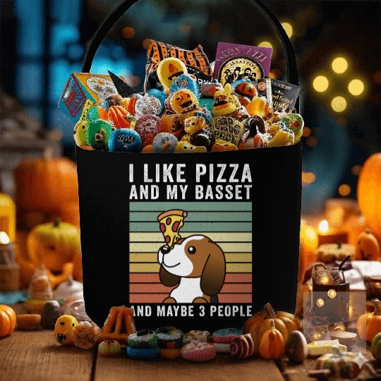 I Like Pizza And My Basset Hound Fabric Baskets