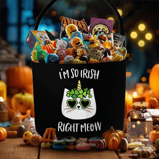 So Irish Right Meow Fabric Baskets