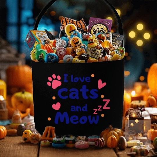 I love cats and Meow Funny Fabric Baskets