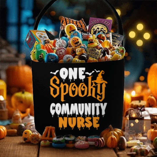 One Spooky Community Nurse Funny Creepy Halloween Fabric Baskets