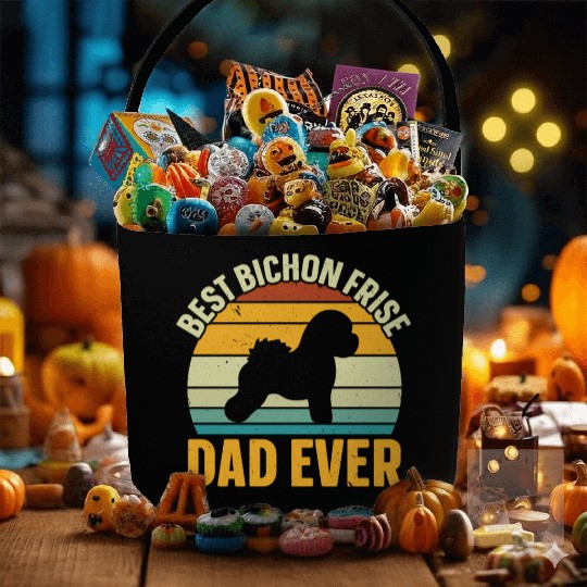 Best Bichon Frise Dad Ever Dog Lover Puppy Paw Fabric Baskets