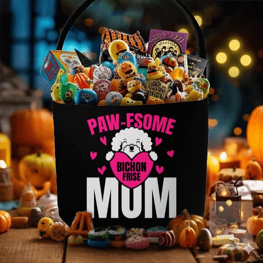 Pawesome Bichon Frise Mom Dog Lover Puppy Paw Love Fabric Baskets