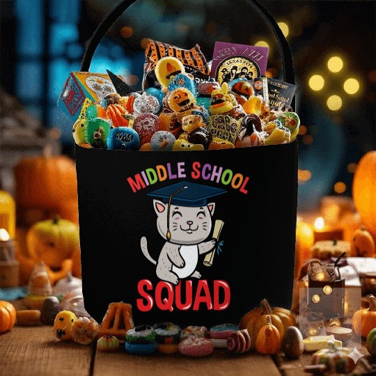 Middle School Squad Cat Back To School Fabric Baskets