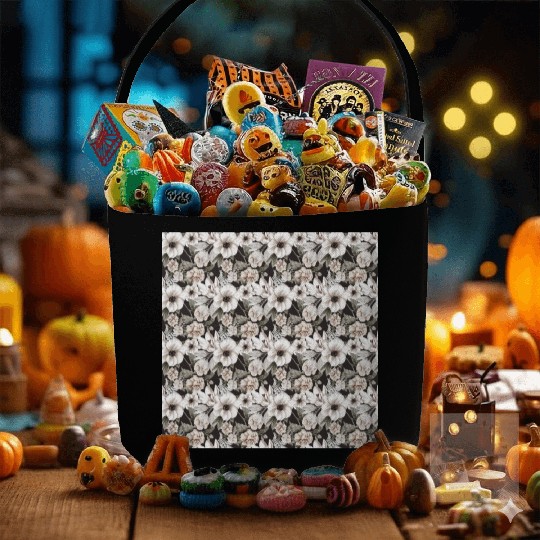 Beige Sage Green Floral Pattern Fabric Baskets