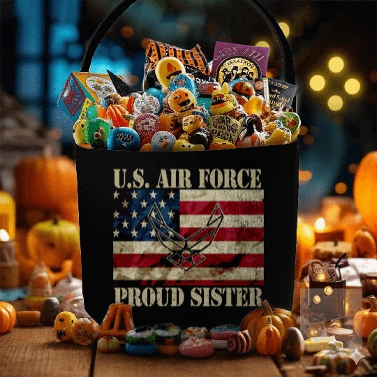 Proud Air Force Sister Military Veteran Pride Us F Fabric Baskets