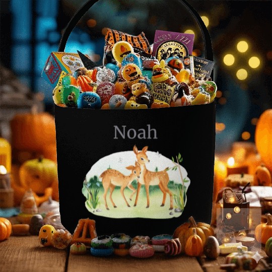 Waldtier Reh Flowers Name Noah Fabric Baskets