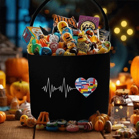 Hearts Beat Spanish Flags Hispanic Heritage Month Fabric Baskets