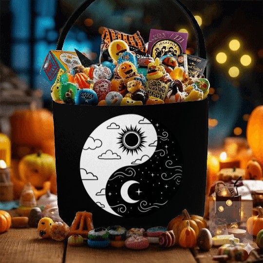 Sun and Moon Yin Yang for Yin Yang Art Lover Fabric Baskets