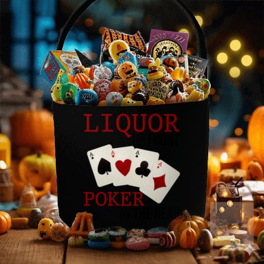 Liquor Up Front, Poker In The Rear 3 Fabric Baskets