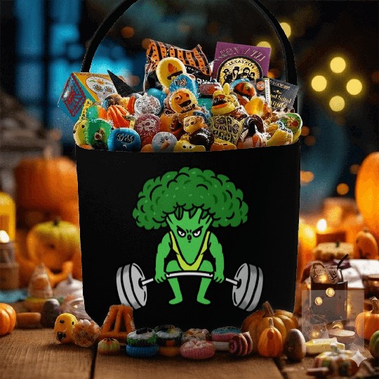 Weightlifting Broccoli For Broccoli Lover Fabric Baskets