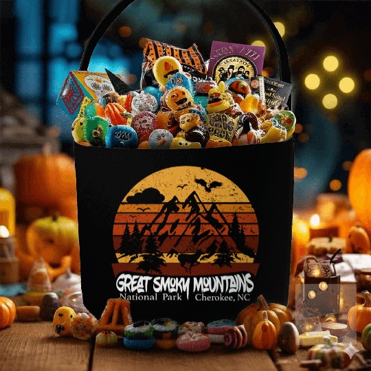 Great Smoky Mountains Cherokee Nc Vintage Souvenir Fabric Baskets