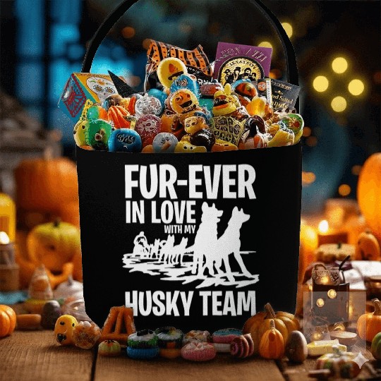 Mushing Fur-Ever In Love With My Husky Team Fabric Baskets