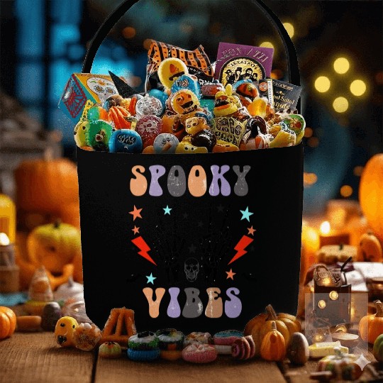 Spooky Vibes Retro Skeleton Hands Gift For Boys Fabric Baskets