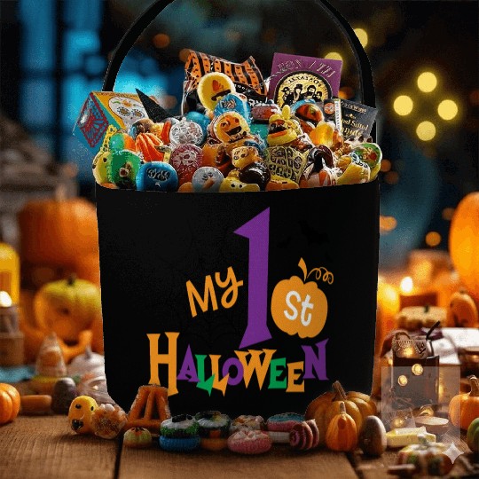 My 1st Halloween Creepy Punpkin Birthday Kids Fabric Baskets