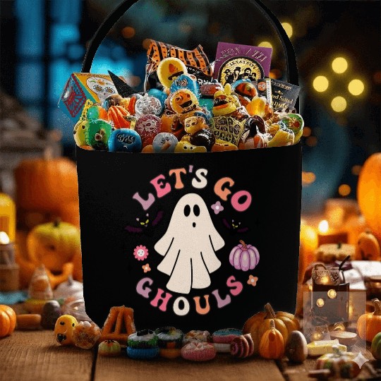 Let's Go Ghouls Creepy Retro Ghost Gift For Boys Fabric Baskets
